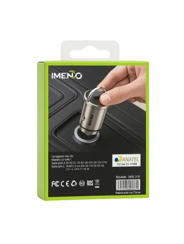 CARREGADOR VEICULAR IMENSO IMS210 45W USB/USB-C QUICK CHARGE COR PRATEADO