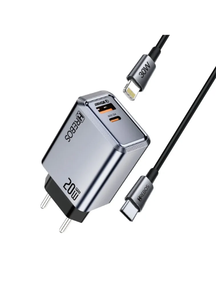 CARREGADOR TIPO C PARA LIGHTNING HREBOS CRG-264CL