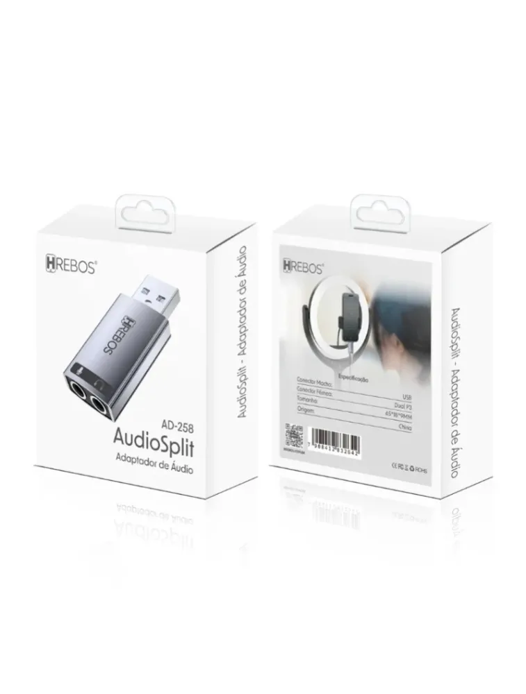 ADAPTADOR DE ÁUDIO 3,5 MM AUDIOSPLIT TIPO C MODELO AD-258C