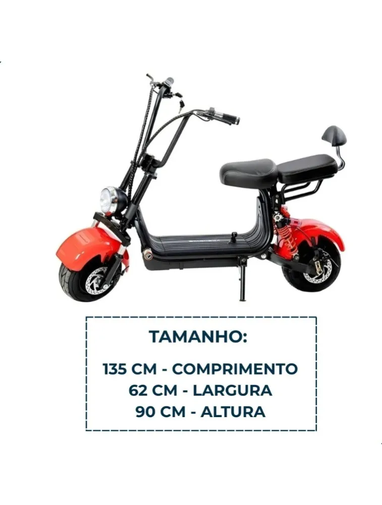 BICICLETA ELÉTRICA SCOOTER STARMEGA  ST-372 1000W VERMELHA 32KM/H AUTOPROPELIDO