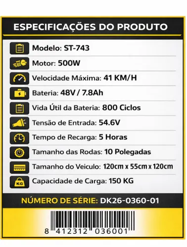 PATINETE ELÉTRICO SCOOTER COM BANCO STARMEGA ST-743 MOTOR 500W 32KM/H AZUL