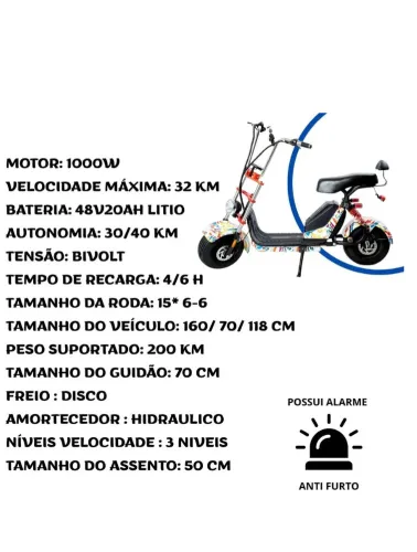 BICICLETA ELÉTRICA SCOOTER 1000W 32KM/H STARMEGA – ST-395 AUTOPROPELIDO