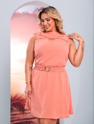 VESTIDO COM CINTO DE ELÁSTICO E FIVELA DE ENCAIXE