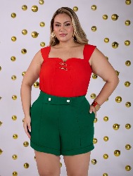 SHORT COM LAPELAS FRONTAIS COM BOTÕES E RECORTES V