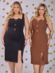 VESTIDO MID DETALHE STRASS FRONTAL