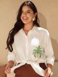 CAMISA COM BORDADO COQUEIRO FRONTAL