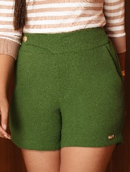 SHORT COM CÓS DESLOCADO E BOÕES DOURADO