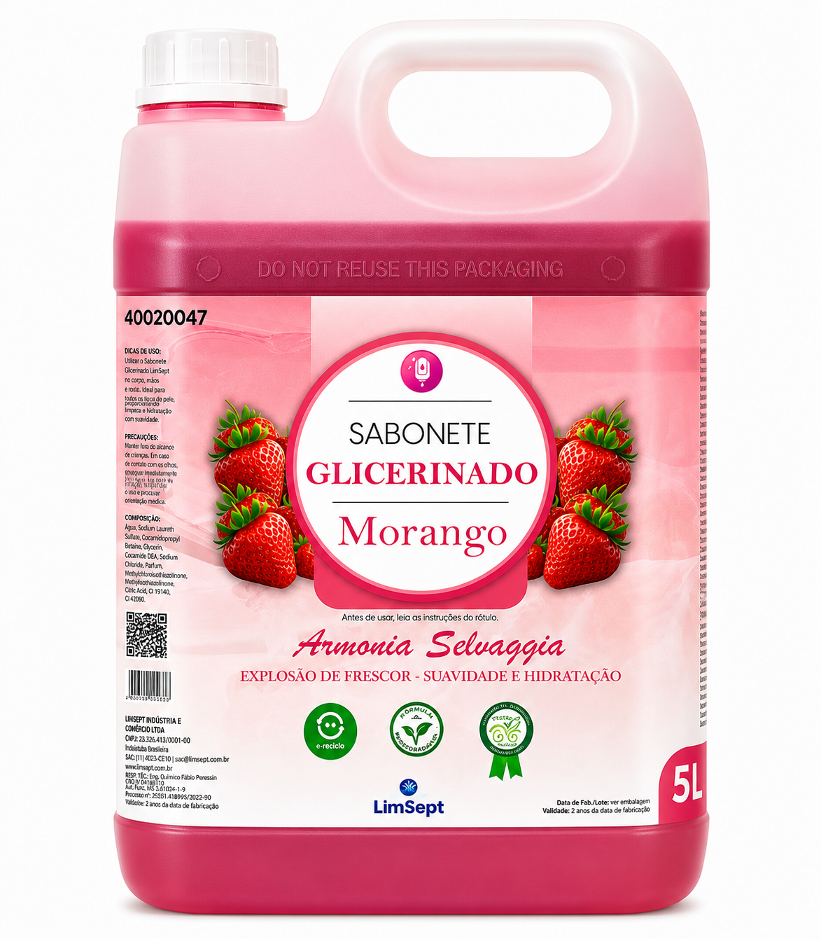 Armonia Selvaggia Morango 5L LimSept | Sabonete Líquido Perfumado