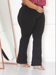 Calça flare crepe de malha