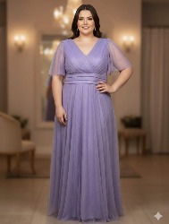 Vestido de festa lilas com brilho