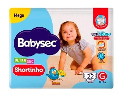 FRALDA DESCARTÁVEL SHORTINHO BABYSEC ULTRA SEC G MEGAPACOTE 22 UNIDADES