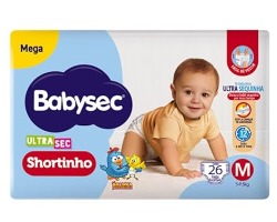 FRALDA DESCARTÁVEL SHORTINHO BABYSEC ULTRA SEC M MEGAPACOTE 26 UNIDADES