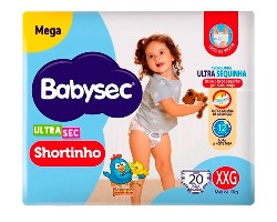 FRALDA DESCARTÁVEL SHORTINHO BABYSEC ULTRA SEC XXG MEGAPACOTE 20 UNIDADES