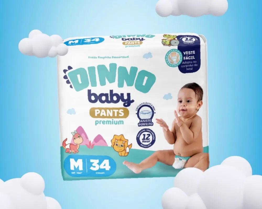 FRALDA DINNO BABY PANTS M 34 UND