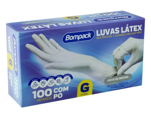 LUVA DESCATAVEL BOMPACK LAT G 2 UND