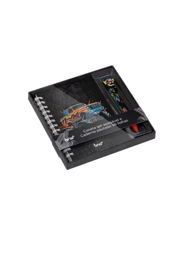 Caderno pautado com caneta apagável