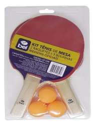 Kit Tênis de Mesa com 2 raquetes e 3 bolinhas