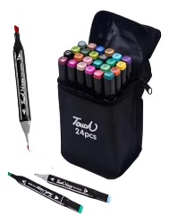 Kit De Canetas Marcador Permanente Ponta Dupla - 24 Cores