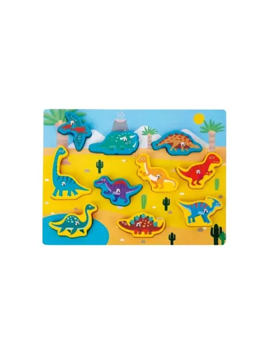 Encaixe 3 em 1: Pescaria, Alinhavo e Quadro Branco - Dinossauro