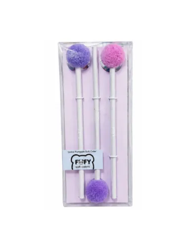 Lápis com Pompom Soft Color -  3 Peças