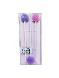Lápis com Pompom Soft Color -  3 Peças