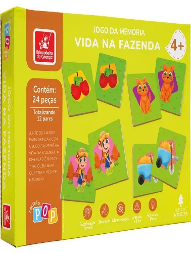 Jogo da Memória em Madeira: Vida na Fazenda
