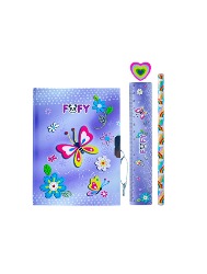 Kit Diário Borboletas 4 Peças - Lilás FOFY