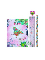 Kit Diário Borboletas 4 Peças - Rosa FOFY