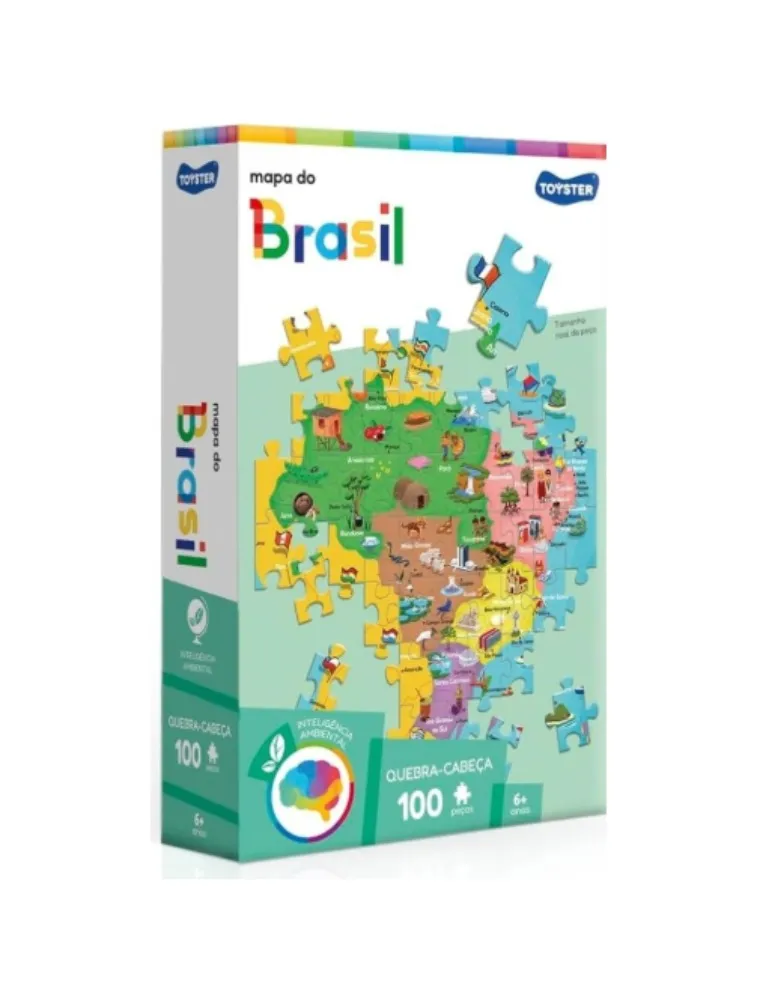 Quebra-Cabeça encapado: Mapa do Brasil - 100 peças