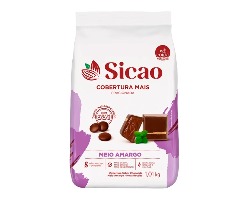 COBERTURA SABOR CHOCOLATE AO LEITE COM MEIO AMARGO GOTAS 1,01KG SICAO