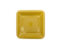 PRQDR-15 PRATO PLASTICO QUADRADO 15 CM DOURADO C/10 FORFEST