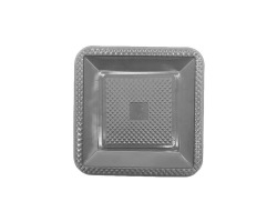 PRQPR-15 PRATO PLASTICO QUADRADO 15 CM PRATA  C/10 FORFEST
