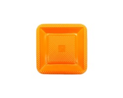 PRQLA-15 PRATO PLASTICO QUADRADO 15 CM LARANJA  C/10 FORFEST