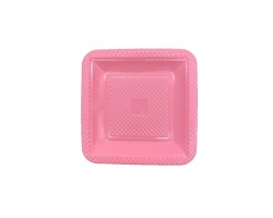 PRQRS-15 PRATO PLASTICO QUADRADO 15 CM ROSA  C/10 FORFEST