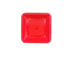 PRQVM-15 PRATO PLASTICO QUADRADO 15 CM VERMELHO C/10 FORFEST
