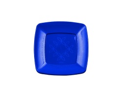 PRATO QUADRADO 15CM AZUL C/10 STRAWPLAST