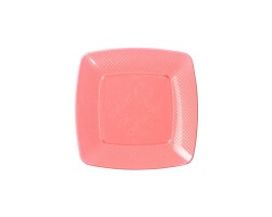 PRATO QUADRADO 15CM ROSA  C/10 STRAWPLAST
