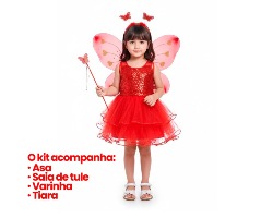 FANTASIA 30CM MODELO BORBOLETA  VERMELHO FOX IMPORT