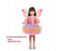 SAIA ORGANZA BORBOLETA 30 CM ACOMPANHA TIARA  LILAS FOX IMPORT