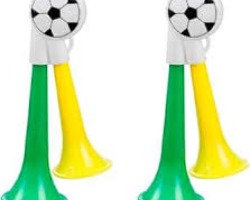CORNETA VUVUZELA DUPLA COPA DO MUNDO SILVER PLASTIC