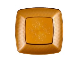 PRATO QUADRADO 21CM DOURADO C/10 STRAWPLAST