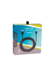 Cabo USB-C para USB-C Cellution 65W 2M Nylon Preto