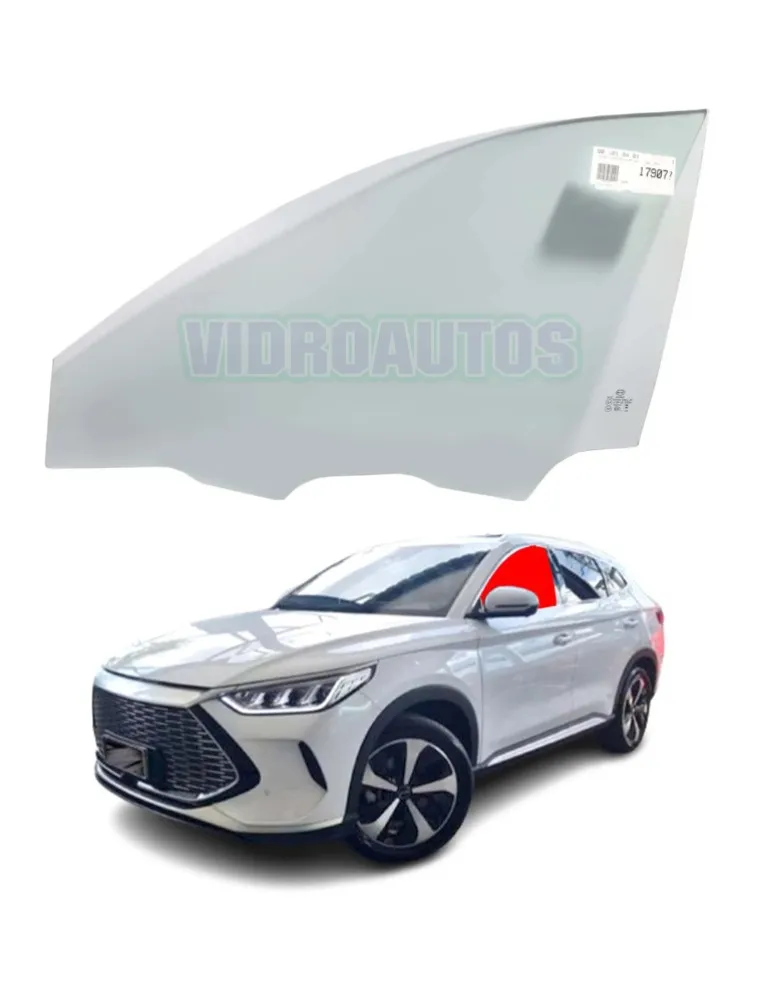 Vidro de porta dianteiro esquerdo byd song plus 2023 a 2025