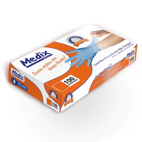 Luva Nitrilica S/Po Azul C/100 - Medix