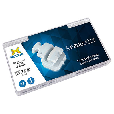 Kit de Bráquetes 01 Caso Prescrição Roth Composite .022" Gancho Can./Prés - Morelli