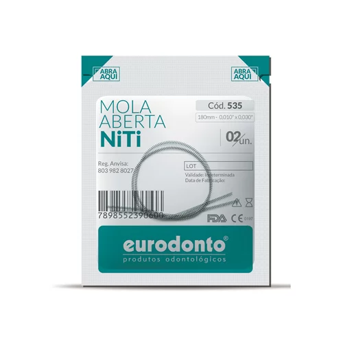Mola Aberta NiTi (0,010x0,030) 180mm 20 Un - Eurodonto