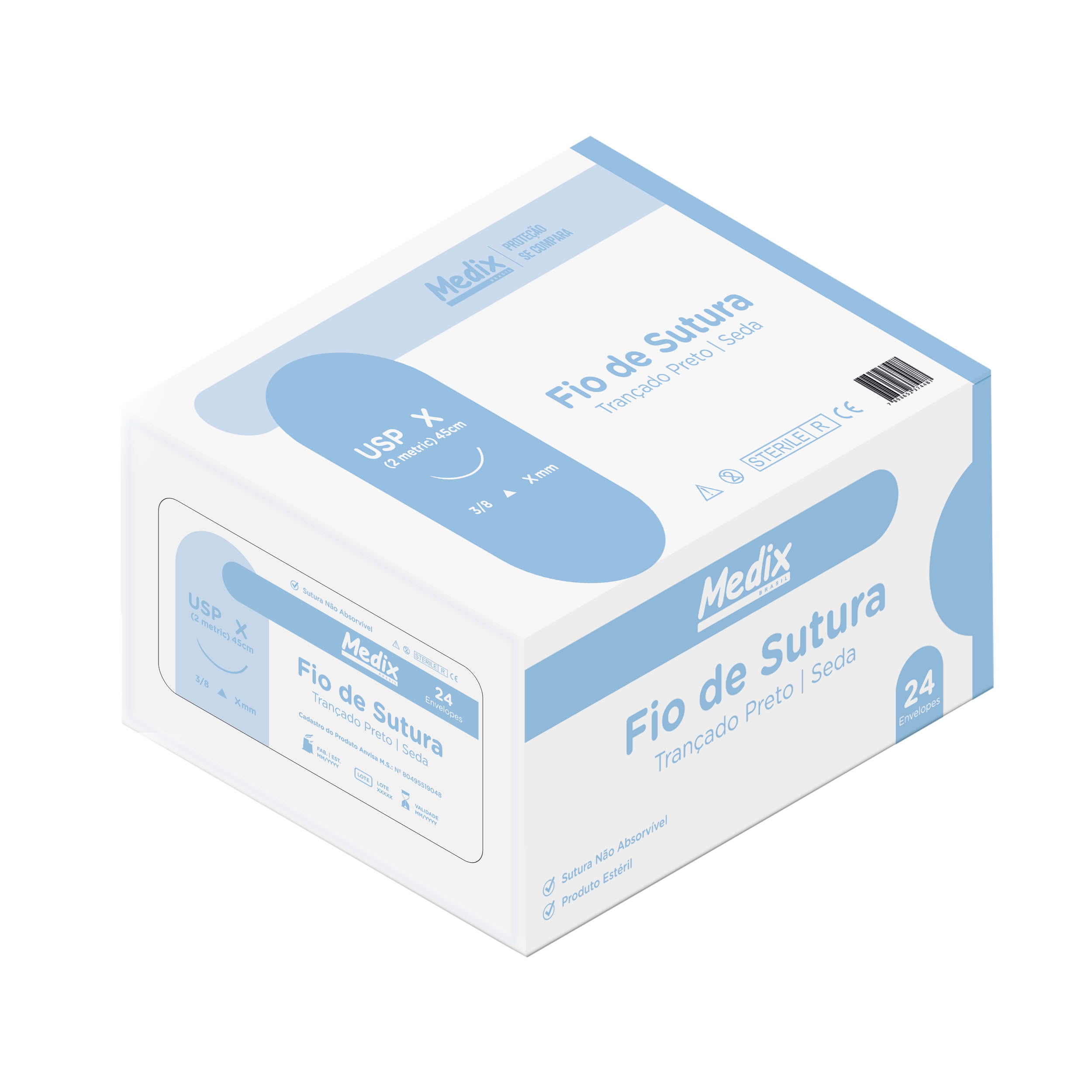Fio Sutura Seda 4-0 C/Agulha C/24un - Medix