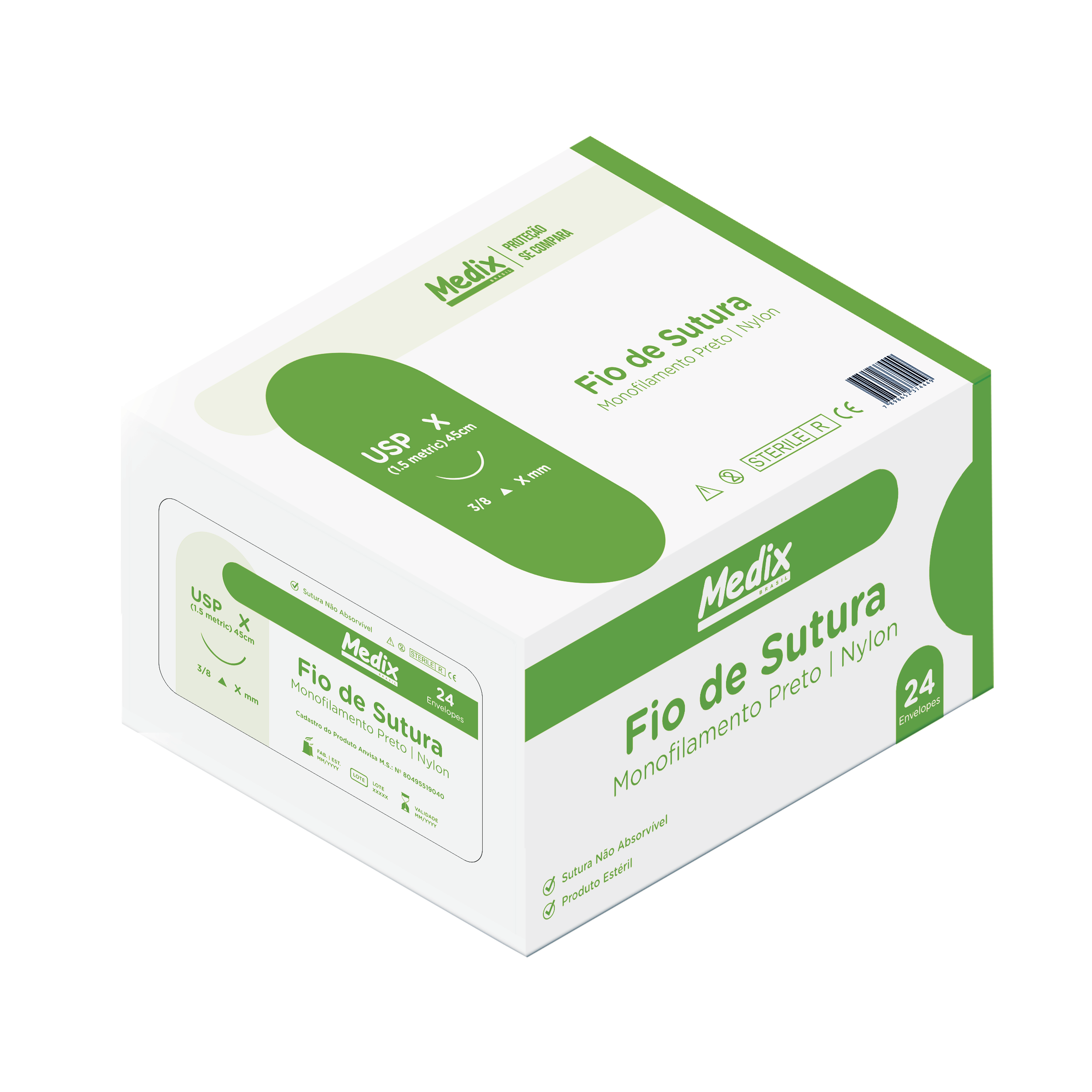 Fio Sutura Nylon 4-0 C/Agulha C/24un - Medix