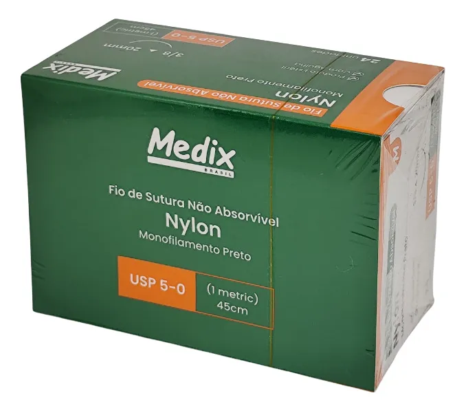 Fio Sutura Nylon 5-0 C/Agulha C/24un - Medix